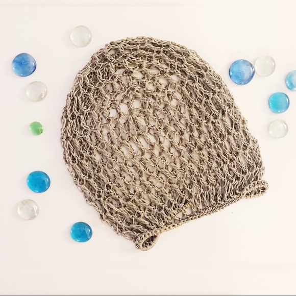 Accessories - Gray Silky Fishnet Slouchy Beanie